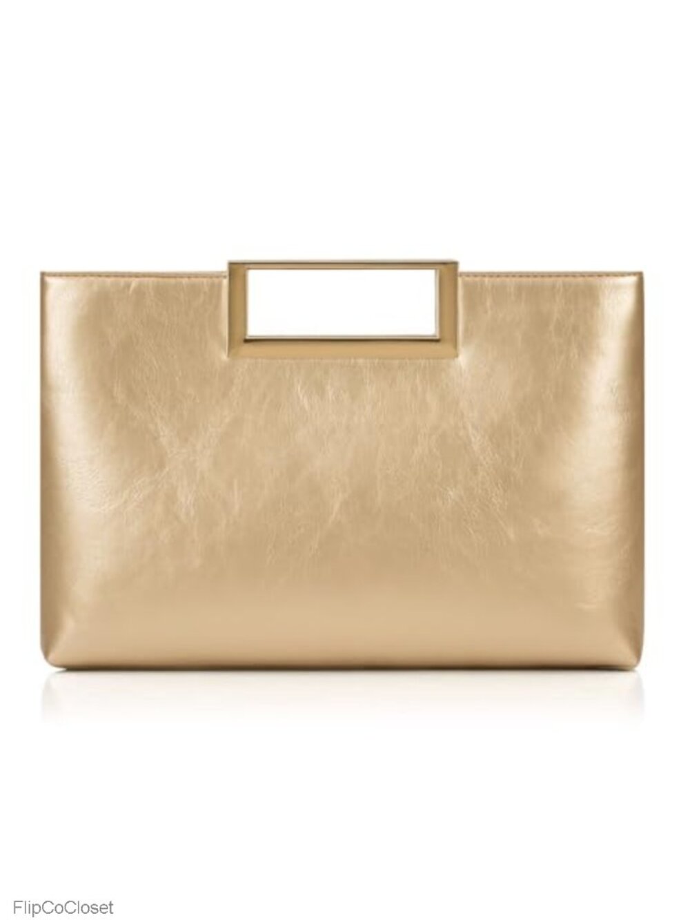 PU Leather Envelope Clutch with Gold Handle & Strap